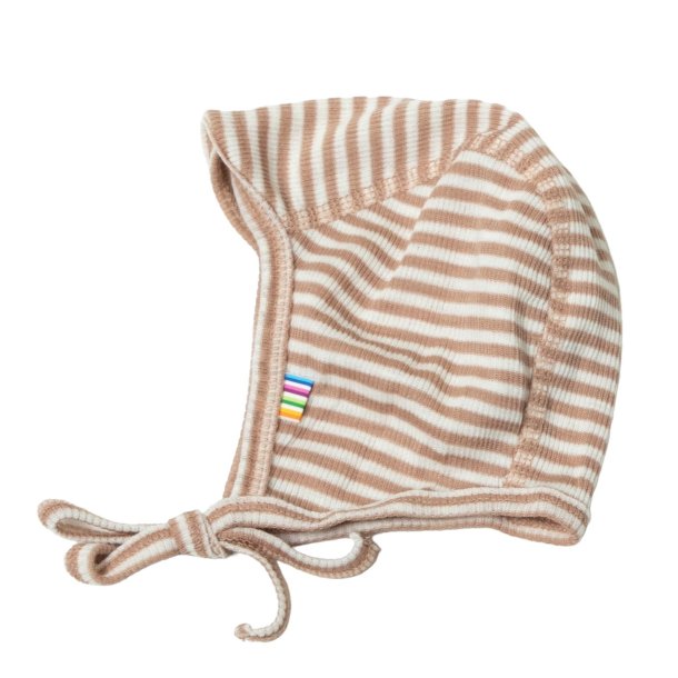 Joha - Uld-silke hjelm i brun-rosa strib