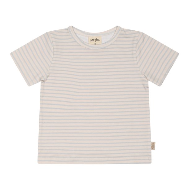Petit piao - Stribet T-shirt i creme lysebl